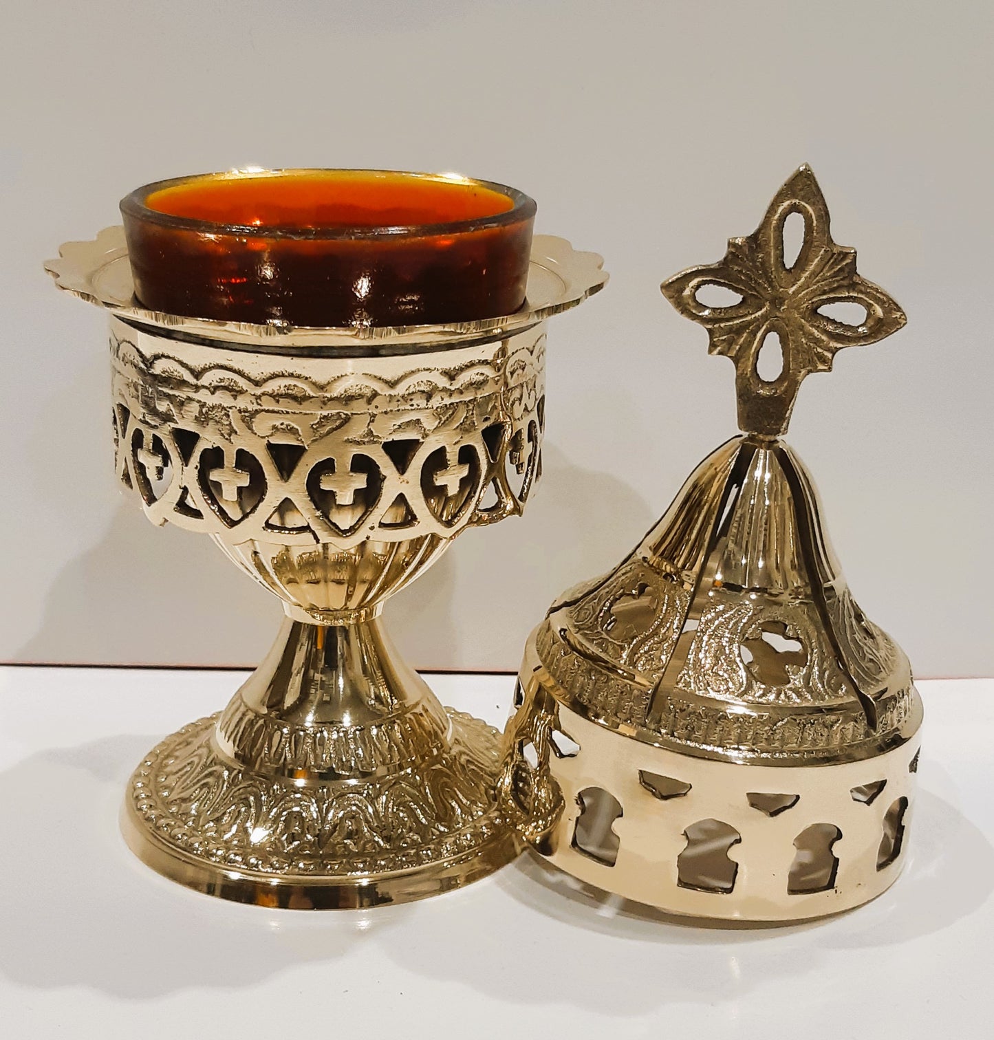 Greek Orthodox Christian Brass Vigil Oil Lamp