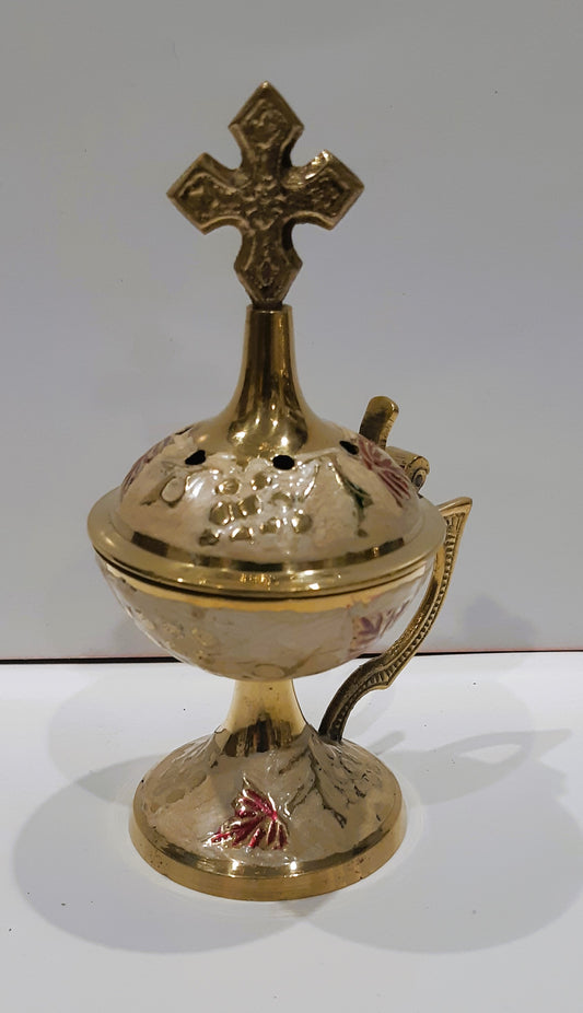 Byzantine Brass Censer with Enamel Coating