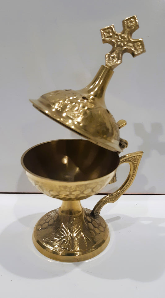 Christian Brass Resin Incense Burner - Greek Orthodox Censer